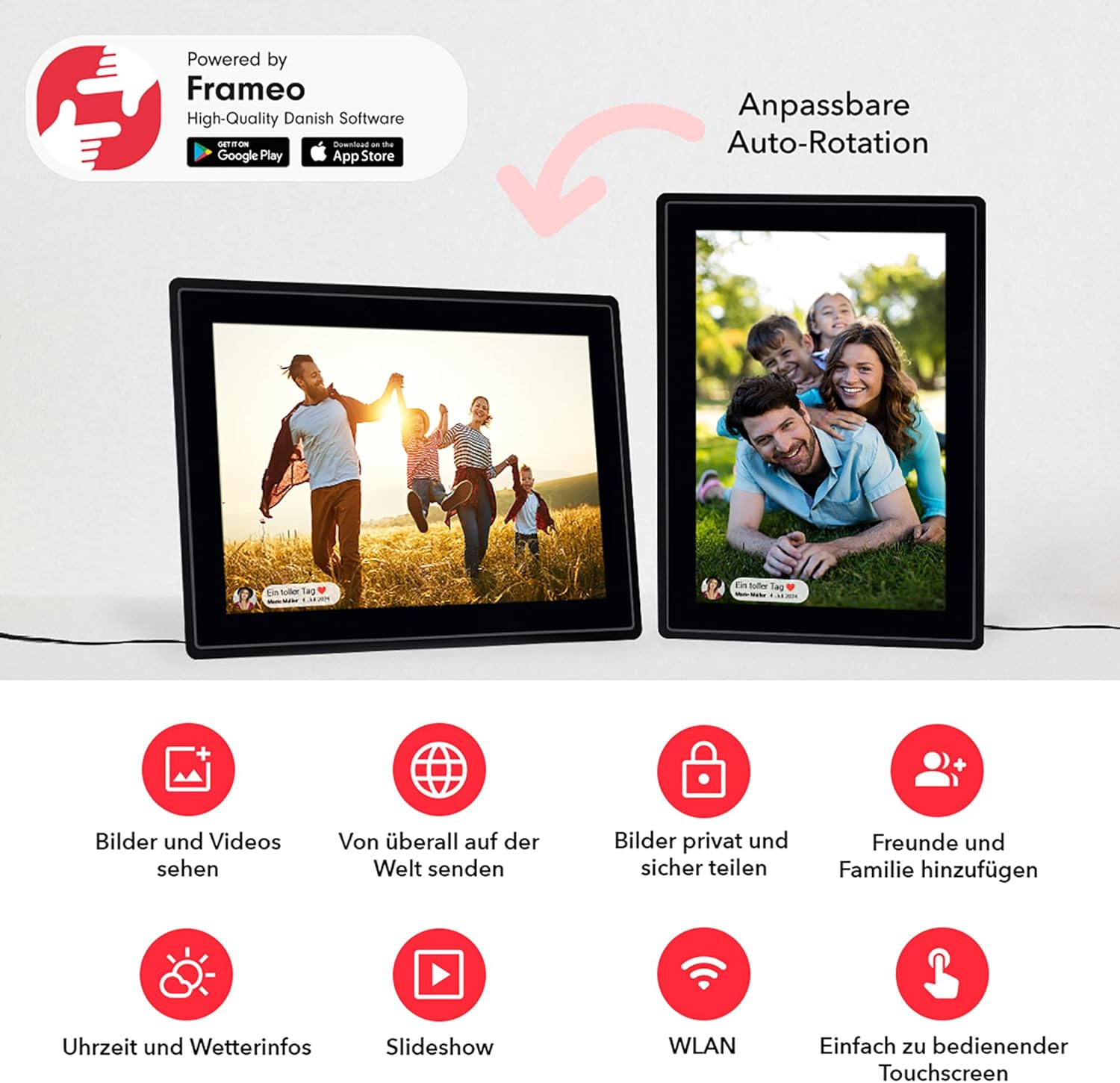 Rollei - Smarter Picture Frame - 10 Diagonal - Wifi - App Control - Model 100 - 10.1 Inches - Black And White