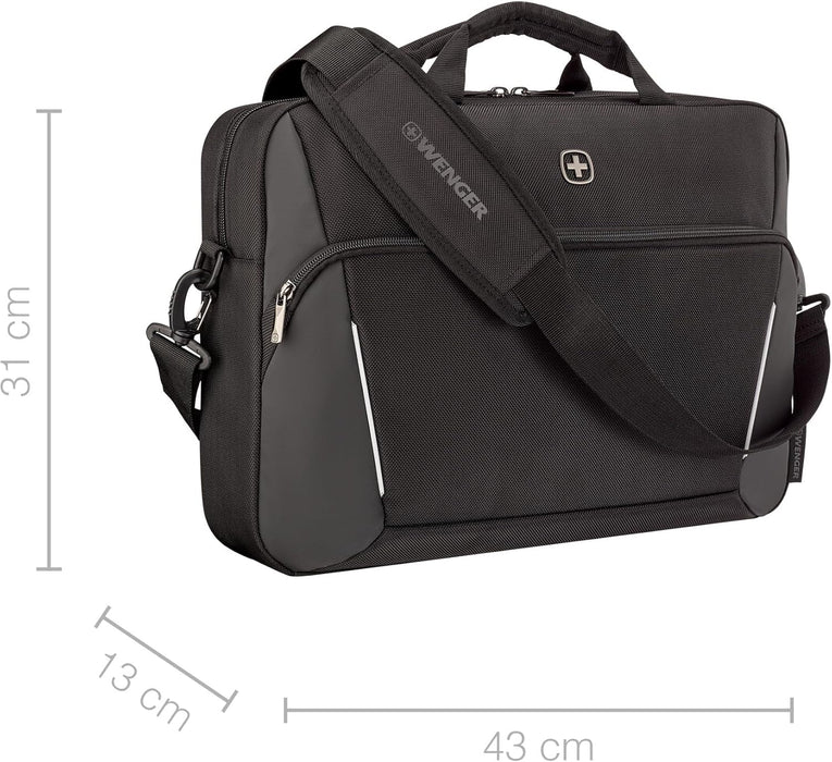 Wenger, XE Compact Brief 16, 16" Laptop Briefcase with Tablet Pocket, Black, Digital Network, 15,6", Casual