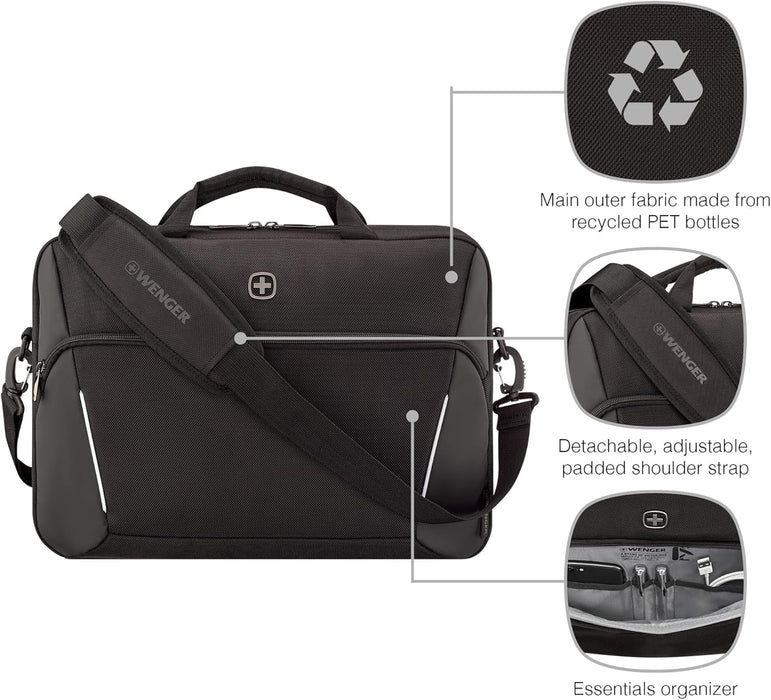 Wenger, XE Compact Brief 16, 16" Laptop Briefcase with Tablet Pocket, Black, Digital Network, 15,6", Casual