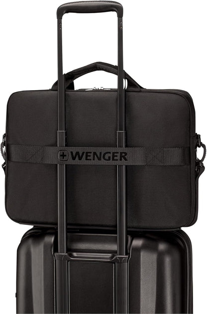 Wenger, XE Compact Brief 16, 16" Laptop Briefcase with Tablet Pocket, Black, Digital Network, 15,6", Casual