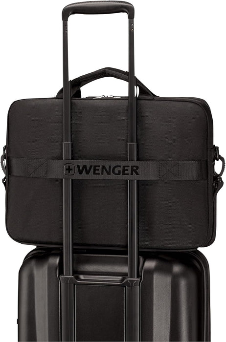 Wenger, XE Compact Brief 16, 16" Laptop Briefcase with Tablet Pocket, Black, Digital Network, 15,6", Casual
