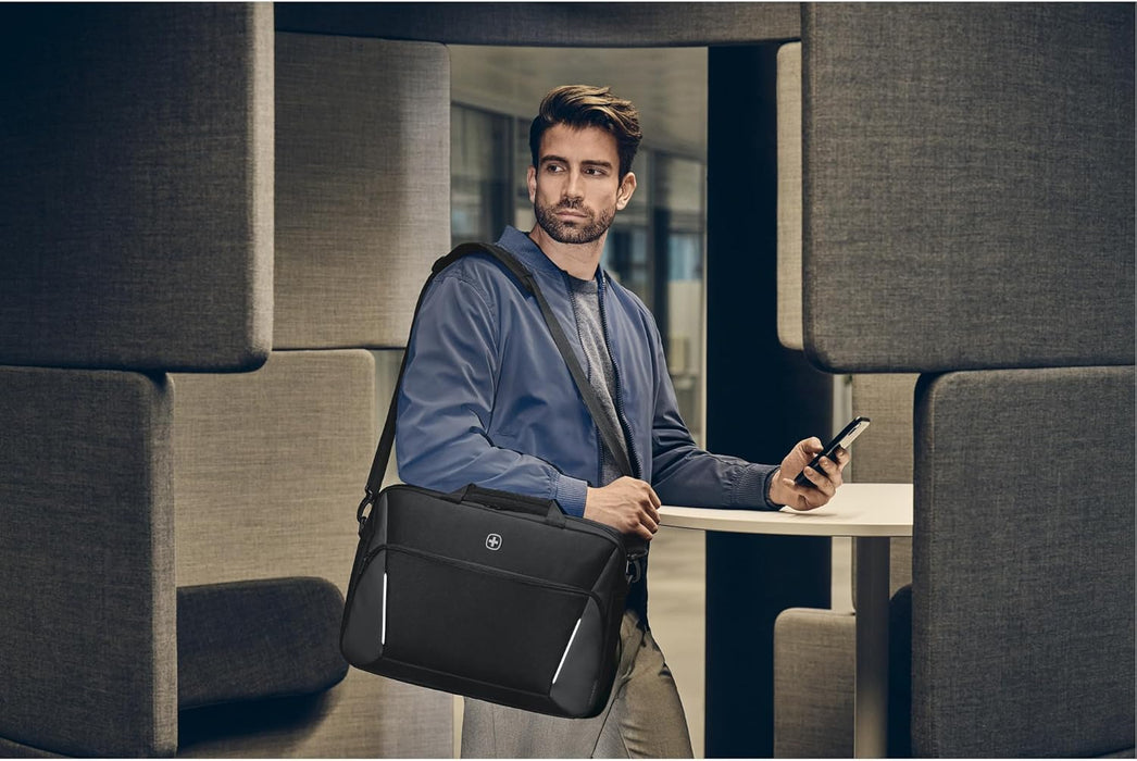 Wenger, XE Compact Brief 16, 16" Laptop Briefcase with Tablet Pocket, Black, Digital Network, 15,6", Casual