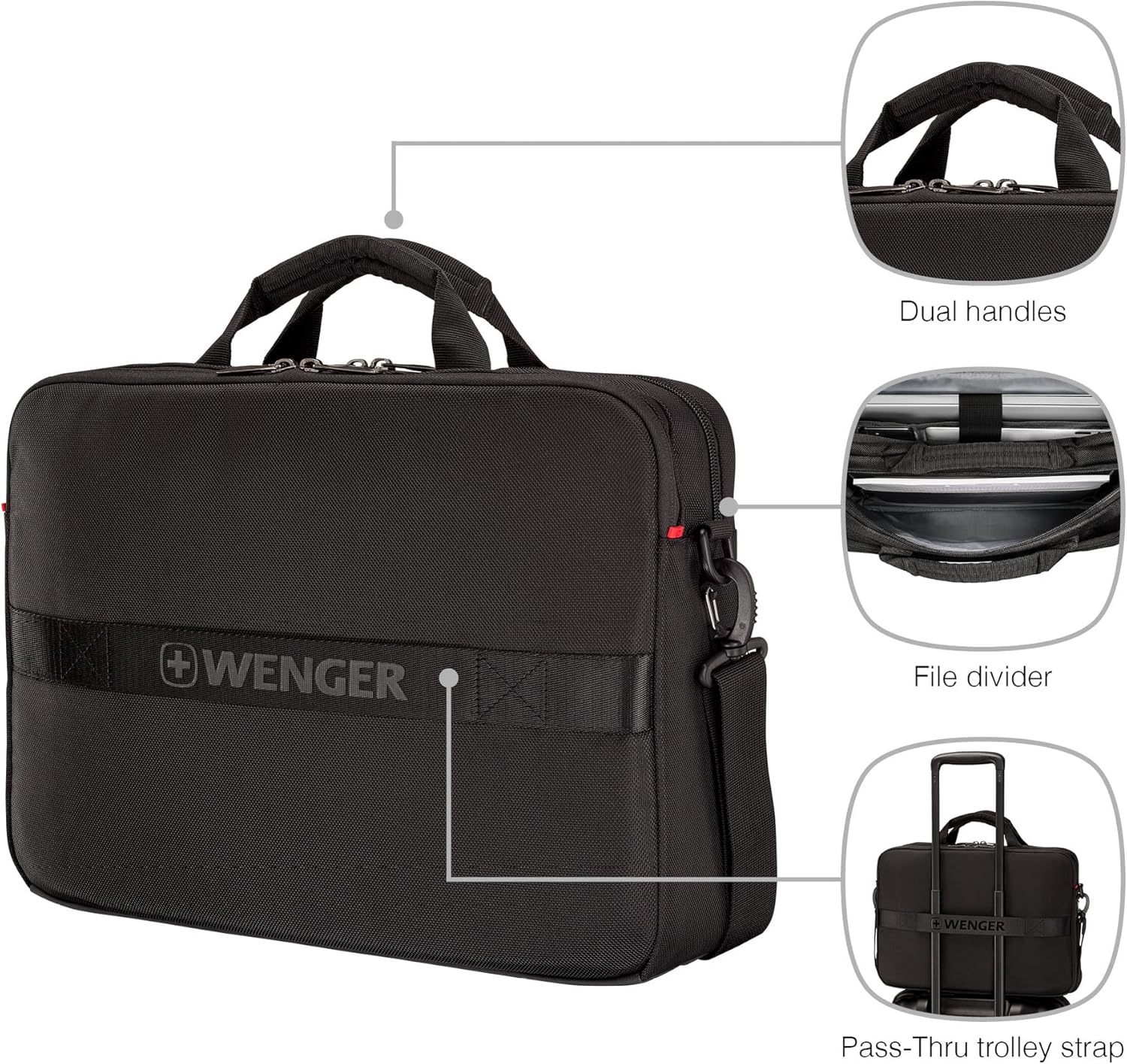 Wenger, XE Brief 16, 16" Laptop Briefcase with Tablet Pocket, Black, Digital Network, 15,6", Casual
