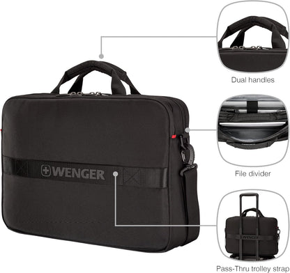 Wenger, XE Brief 16, 16" Laptop Briefcase with Tablet Pocket, Black, Digital Network, 15,6", Casual