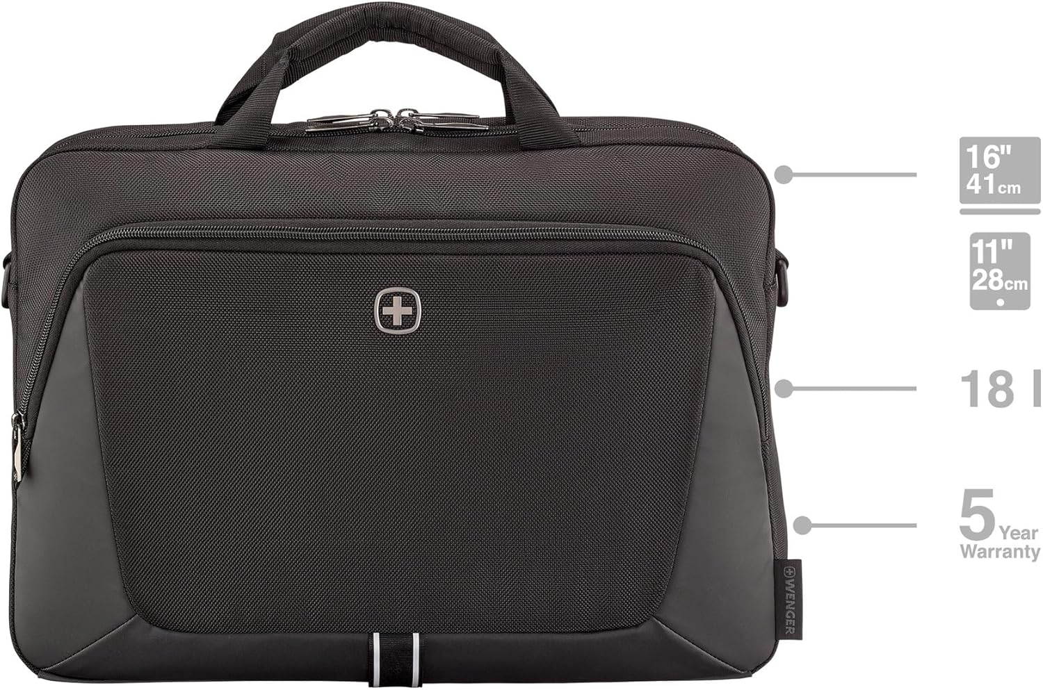 Wenger, XE Brief 16, 16" Laptop Briefcase with Tablet Pocket, Black, Digital Network, 15,6", Casual