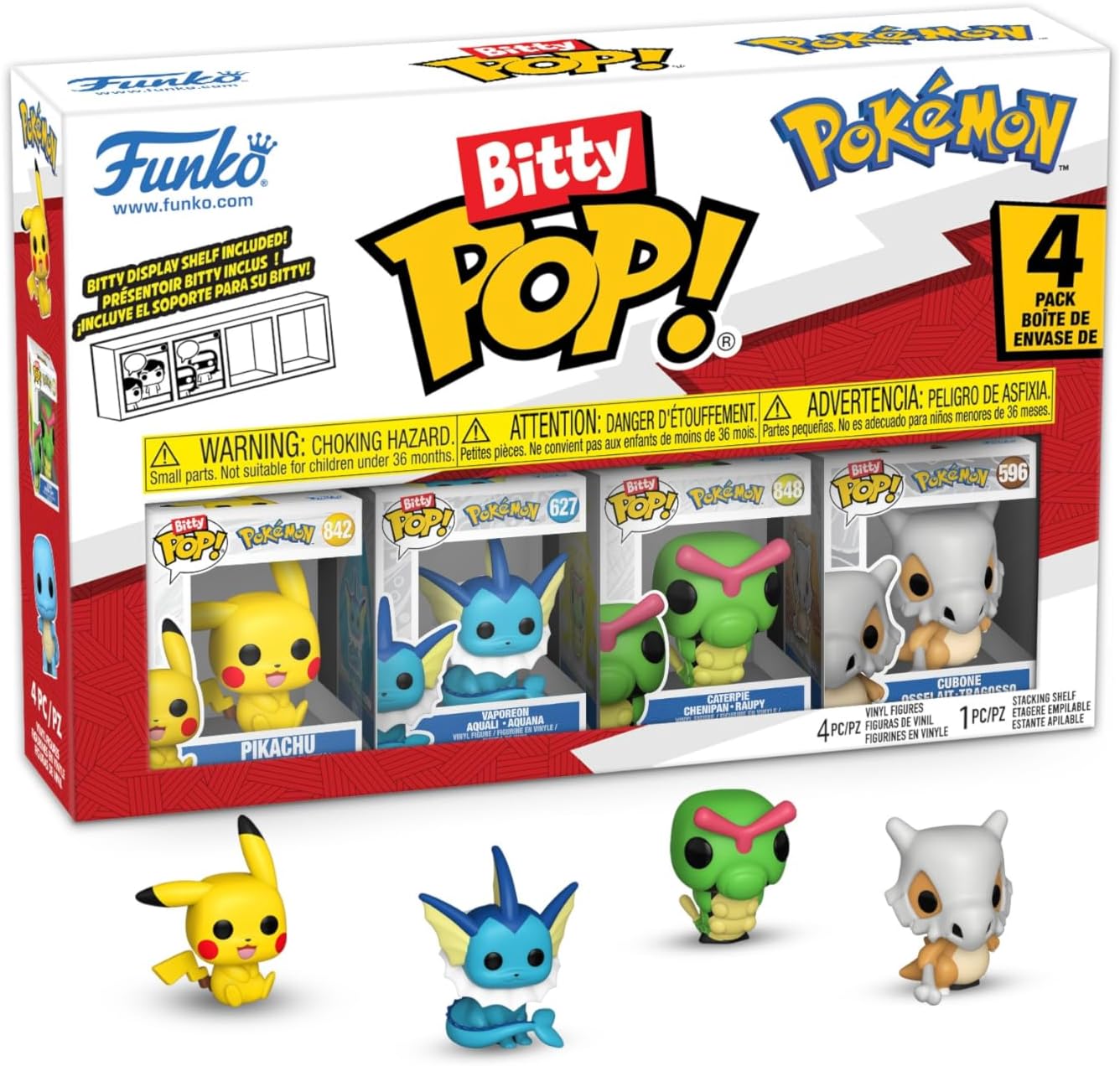 Funko Bitty Pop! Pokemon - Pikachu 4PKund - 0.9 Inch (2.2 cm) Sammlerstück Stapelbares Display-Regal Inklusive - Geschenkidee Party-Tüten-Strumpf