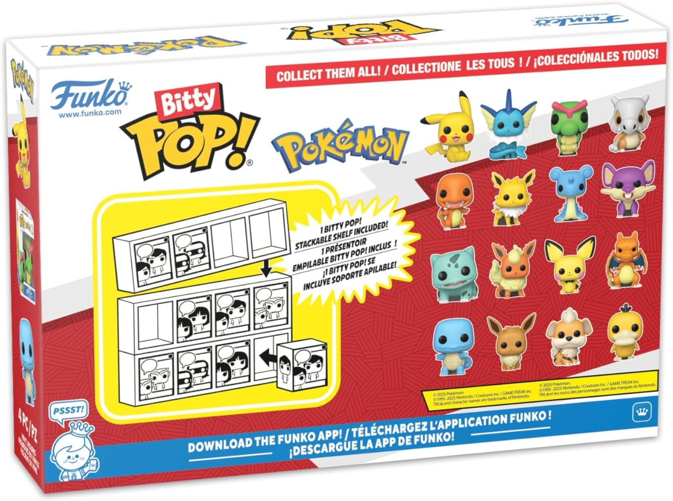 Funko Bitty Pop! Pokemon - Squirtle 4PK and A Surprise Mystery Mini Figure - 0.9 Inch (2.2 Cm) Collectable - Stackable Display Shelf Included - Gift Idea - Party Bags Stocking - Cake Topper