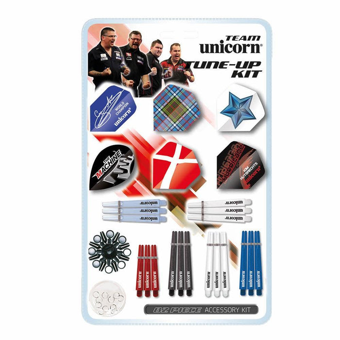 UNICORN Pro Team Unicorn Darts Tune-Up Kit | 6 Sets of Flights, 12 Shafts, 8 Locking Rings, 8 Flight Protectors, 12 Shaft Springs