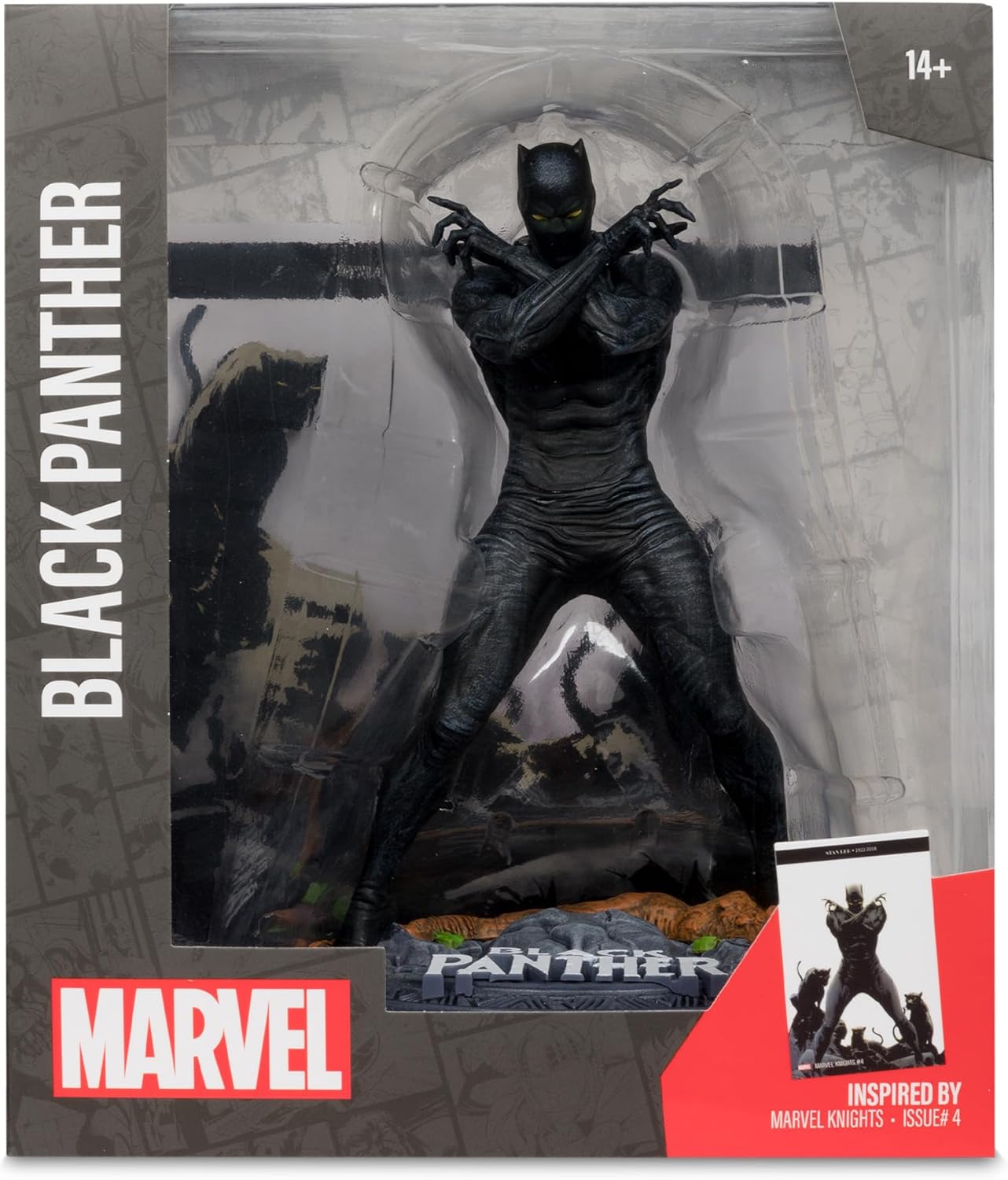 McFarlane Toys Marvel Black Panther Sammlerstück im Maßstab 1:10 mit Szene (Marvel Knights #4