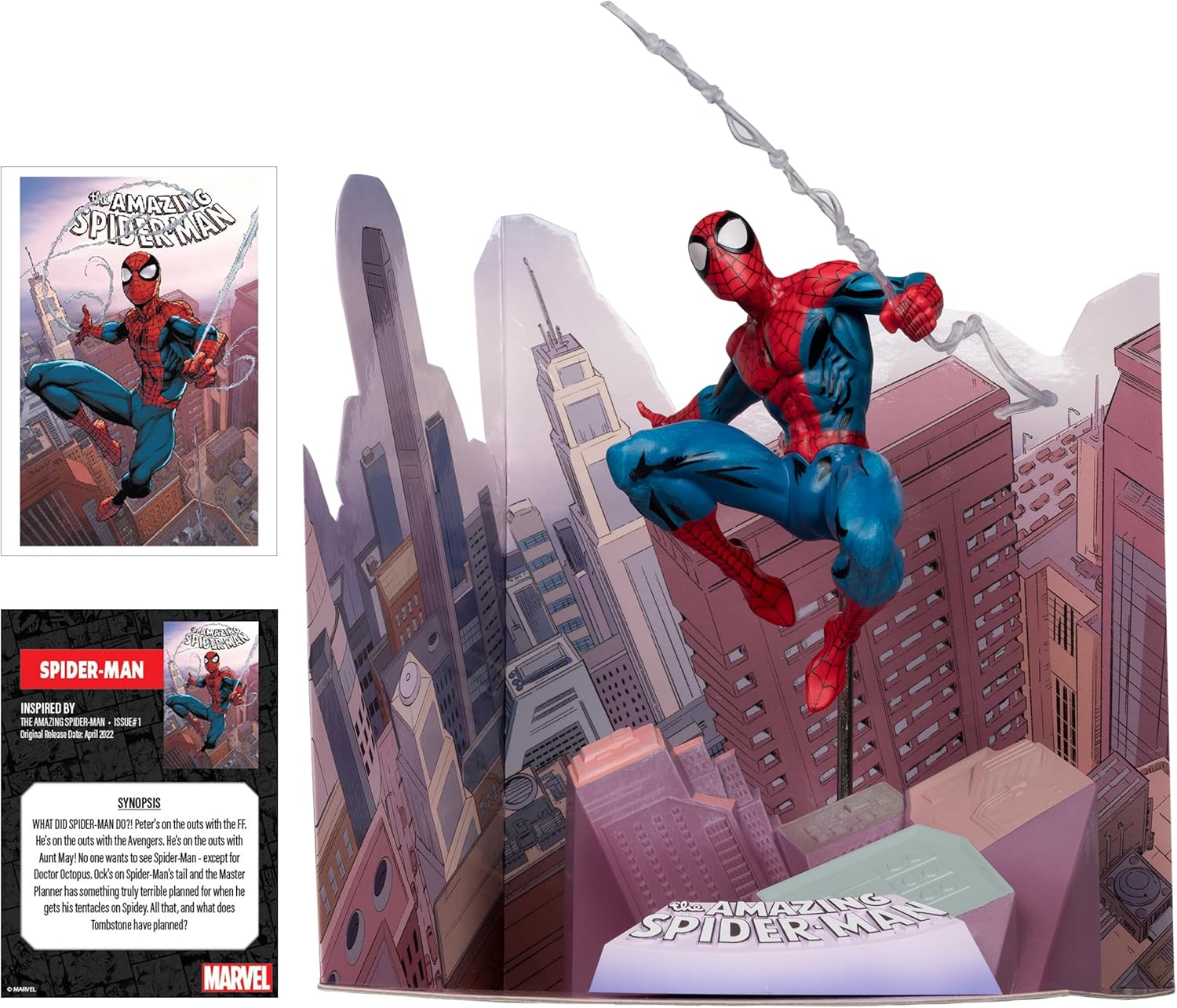 McFarlane Toys Marvel Spider-Man Sammelobjekt im Maßstab 1:10 mit Szene (The Amazing Spider-Man #1