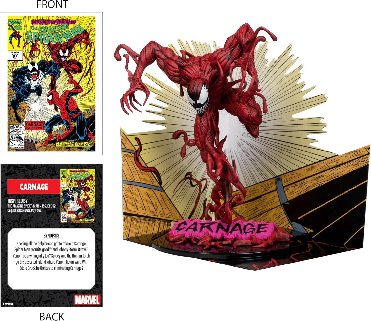McFarlane Toys Marvel Carnage Sammelobjekt im Maßstab 1:10 mit Szene (The Amazing Spider-Man #362