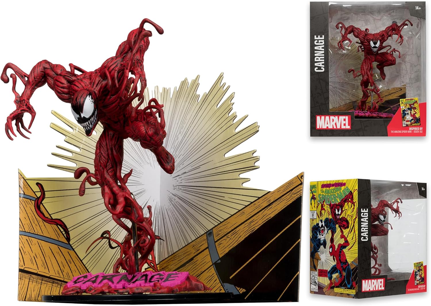 McFarlane Toys Marvel Carnage Sammelobjekt im Maßstab 1:10 mit Szene (The Amazing Spider-Man #362