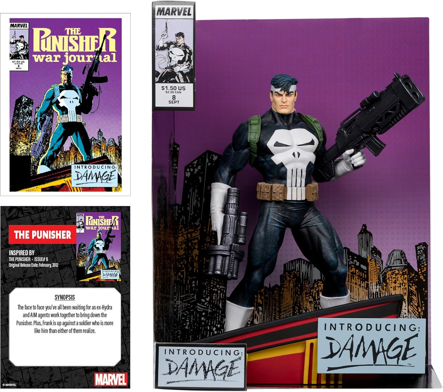 McFarlane Marvel The Punisher - Gioco da collezione in scala 1:6, con scene e fumetti (The Punisher War Journal #8