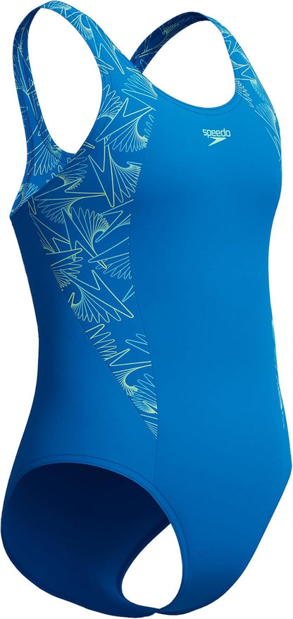Speedo Girl's Hyperboom Splice Muscleback Swimsuit | Swim Training |Chlorine Resistant | Quick Drying | Stretch Fabric | Comfort Fit Swimwear (Pack of 1)
