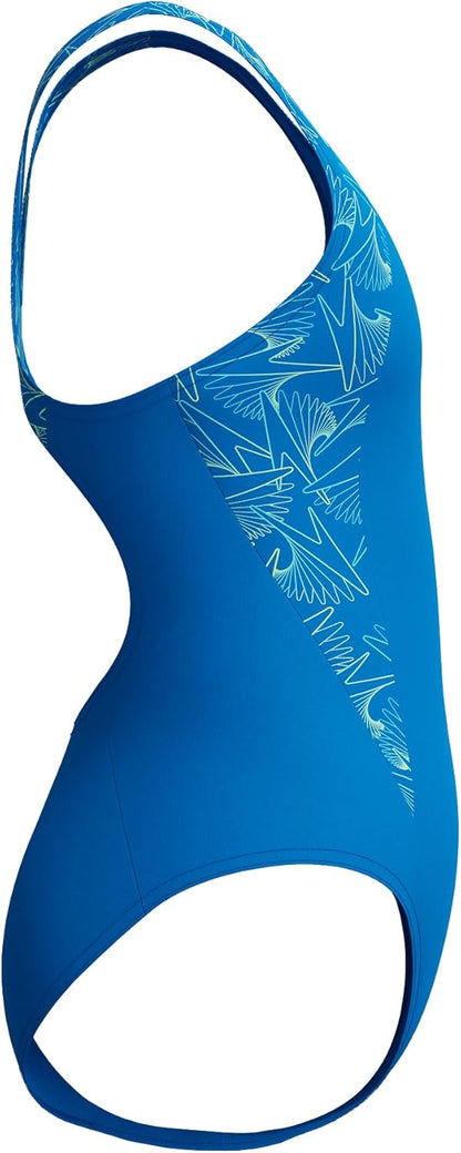 Speedo Girl's Hyperboom Splice Muscleback Swimsuit | Swim Training |Chlorine Resistant | Quick Drying | Stretch Fabric | Comfort Fit Swimwear (Pack of 1)