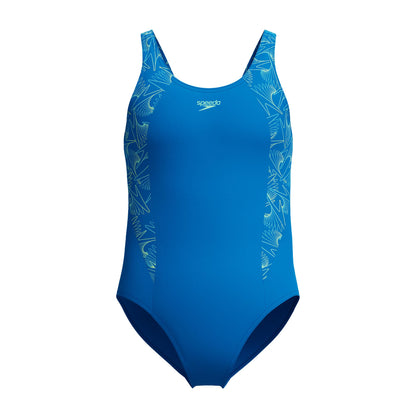 Speedo Girl's Hyperboom Splice Muscleback Swimsuit | Swim Training |Chlorine Resistant | Quick Drying | Stretch Fabric | Comfort Fit Swimwear (Pack of 1)