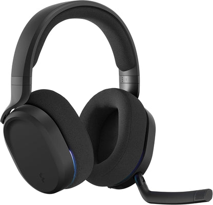 Fractal Design Scape Dark - Wireless PC Gaming Headset - Detachable Flip-To-Mute Microphone with Noise Cancellation - Battery Life Up To 40 Hours - Configurable Ambient Lighting - Black