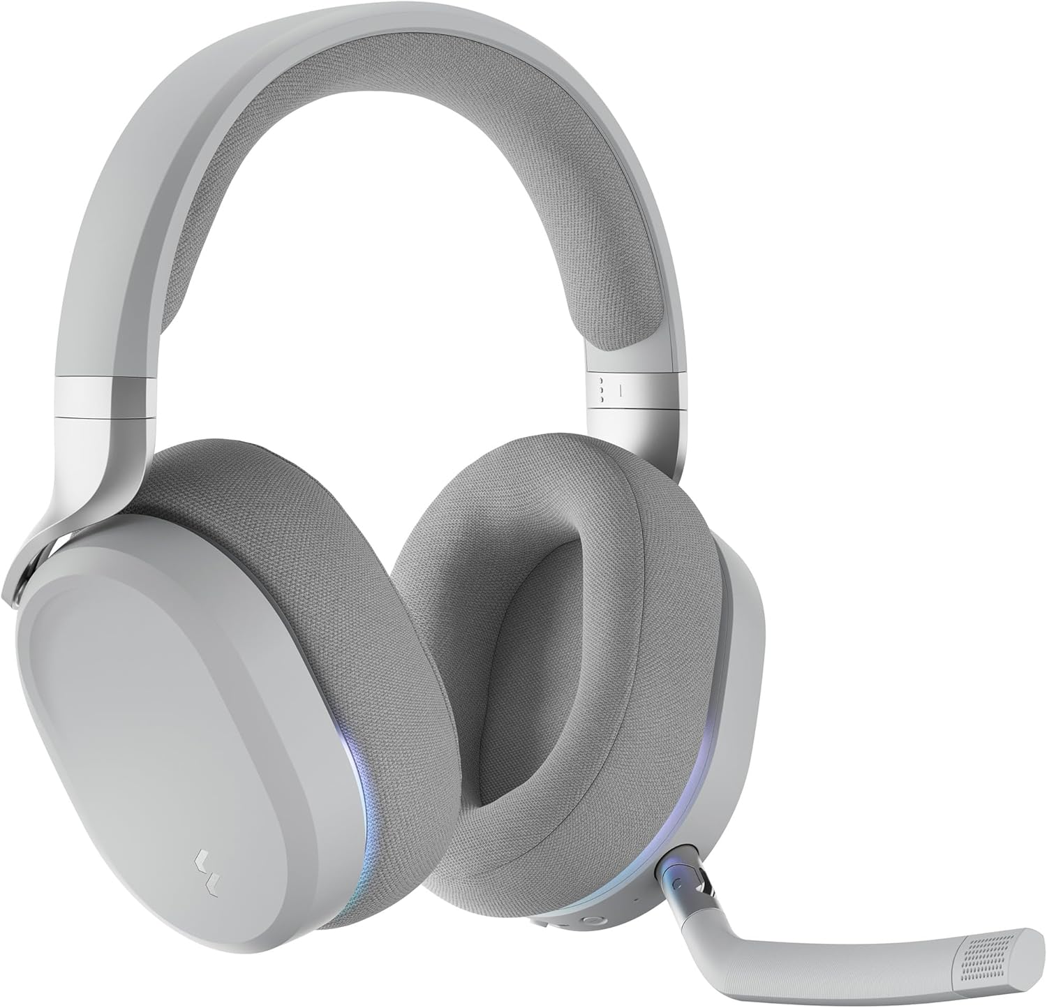 Fractal Design Scape Light - Wireless PC Gaming Headset - Detachable Flip-To-Mute Microphone with Noise Cancellation - Battery Life Up To 40 Hours - Configurable Ambient Lighting - Gray