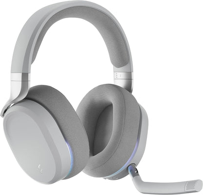 Fractal Design Scape Light - Wireless PC Gaming Headset - Detachable Flip-To-Mute Microphone with Noise Cancellation - Battery Life Up To 40 Hours - Configurable Ambient Lighting - Gray