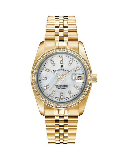 Jacques du Manoir Swiss-made Ladies Inspiration Gold Plated Bracelet Watch