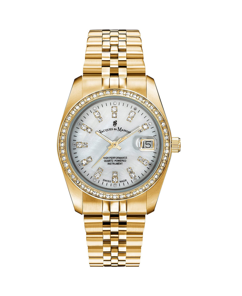 Jacques du Manoir Swiss-made Ladies Inspiration Gold Plated Bracelet Watch