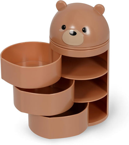 Legami - Desk Organiser, Desk Organiser with 3 Side Opening Drawers, Top Compartment with Sliding Closure, Teddy Bear Theme