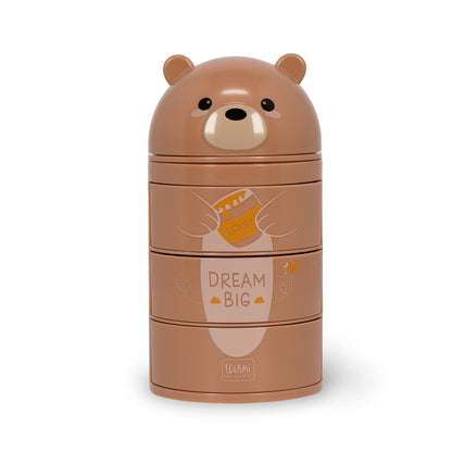 Legami - Desk Organiser, Desk Organiser with 3 Side Opening Drawers, Top Compartment with Sliding Closure, Teddy Bear Theme