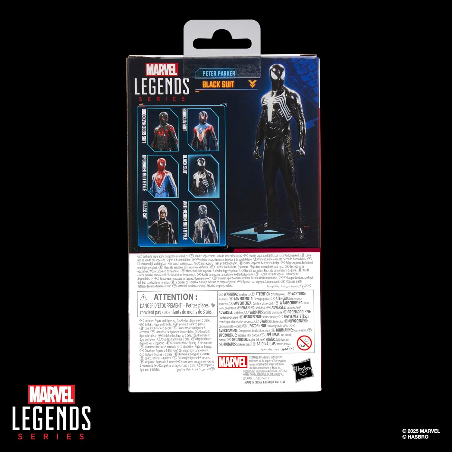 Marvel Hasbro Legends Series, Gamerverse, Peter Parker con tuta nera, action figure di Spider-Man