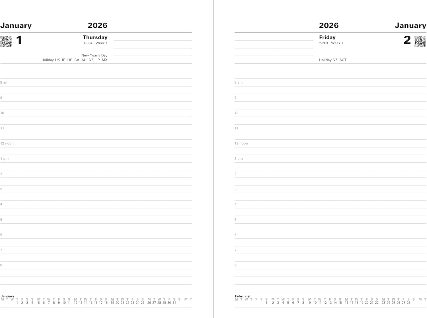 Letts of London Standard A5 day to a page 2026 diary - Black 26-T11XBK