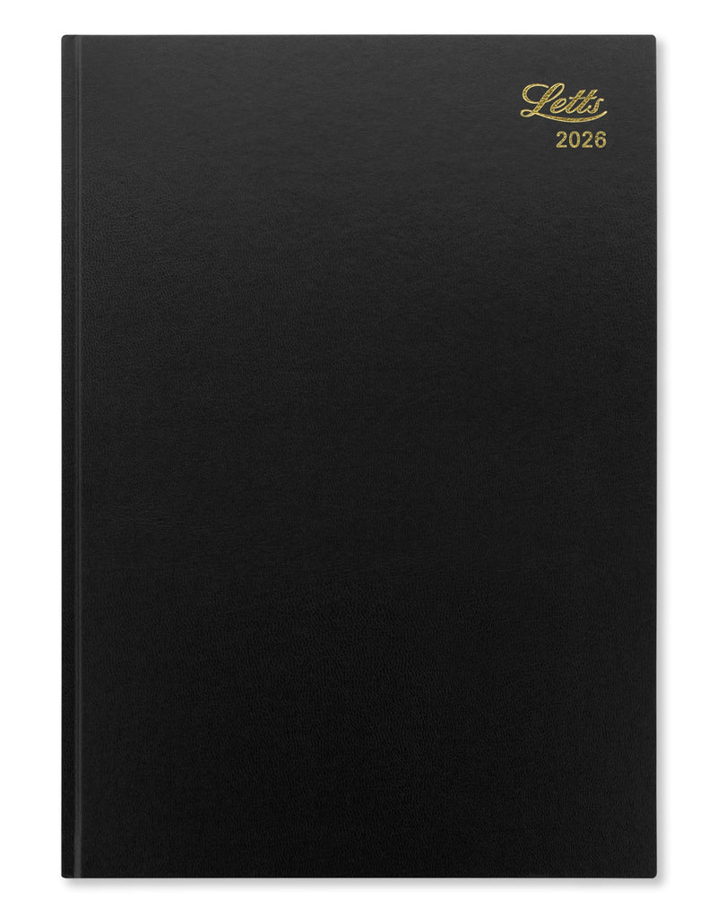 Letts of London Standard A4 day to a page 2026 diary - Black 26-T11ZBK