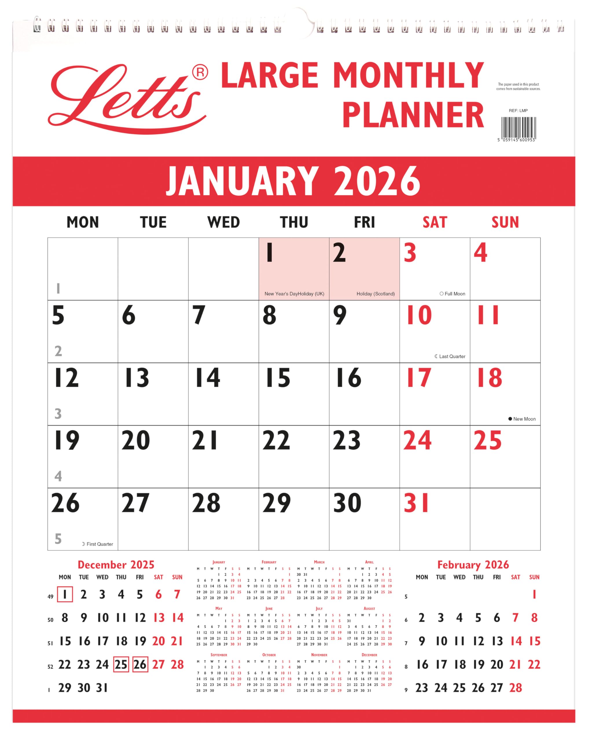 Letts of London Large Monthly Planner 2026 26-TLMP