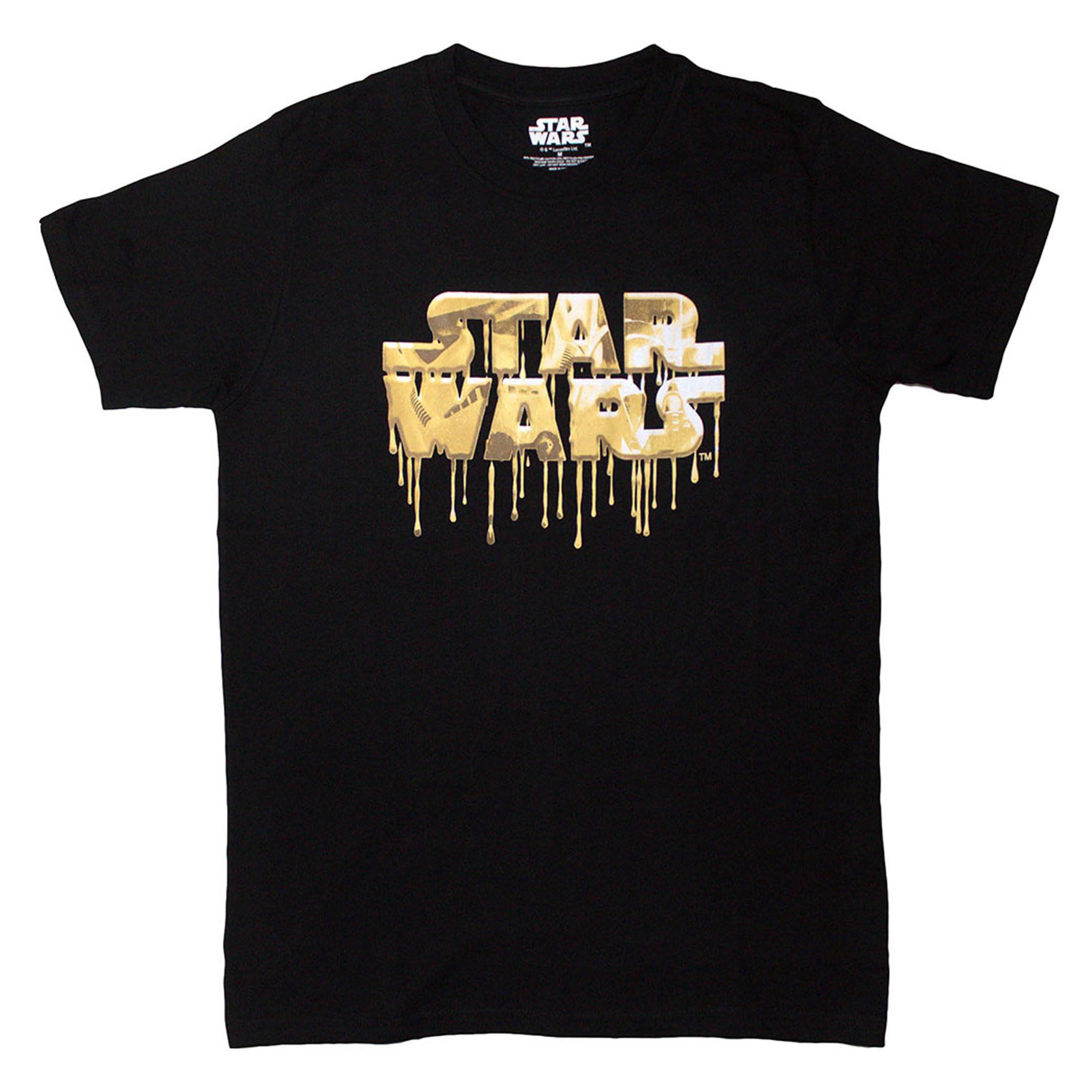 Star Wars - Star Wars Unisex T-Shirt: Gold Drip Logo (Medium)