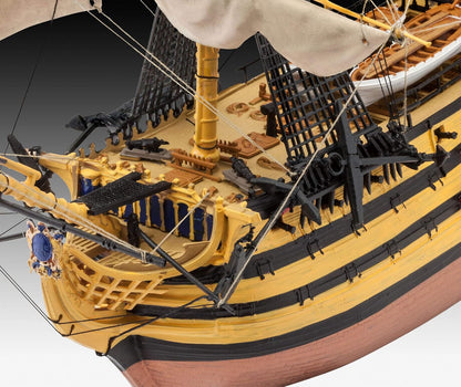 Revell Model Set 65408 HMS Victory 1:225 Scale Unbuilt/Unpainted Plastic Model Kit with Contacta Professional Glue, Paintbrush & Selected Aqua Color Paints