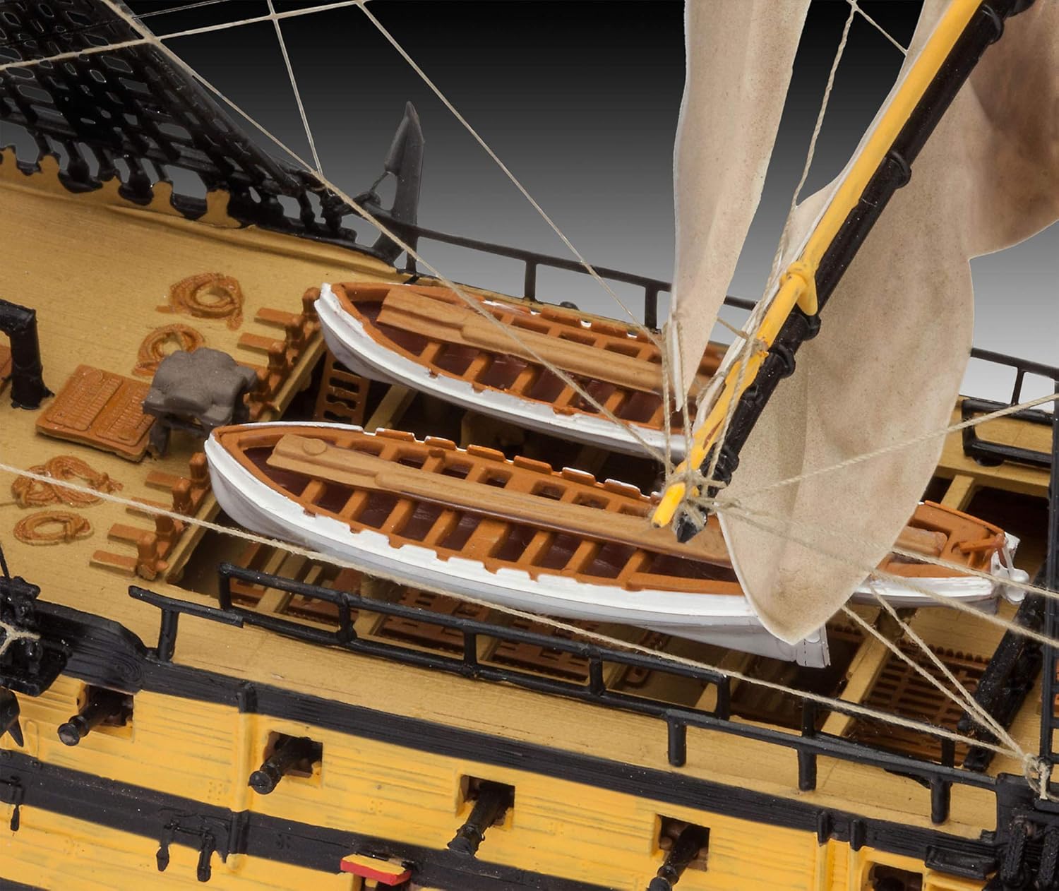 Revell Model Set 65408 HMS Victory 1:225 Scale Unbuilt/Unpainted Plastic Model Kit with Contacta Professional Glue, Paintbrush & Selected Aqua Color Paints