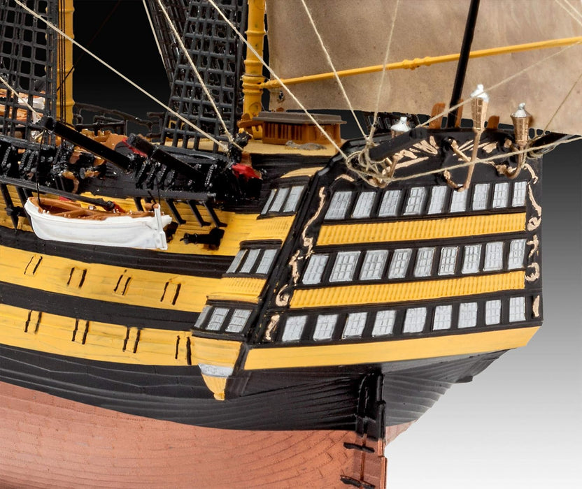 Revell Model Set 65408 HMS Victory 1:225 Scale Unbuilt/Unpainted Plastic Model Kit with Contacta Professional Glue, Paintbrush & Selected Aqua Color Paints