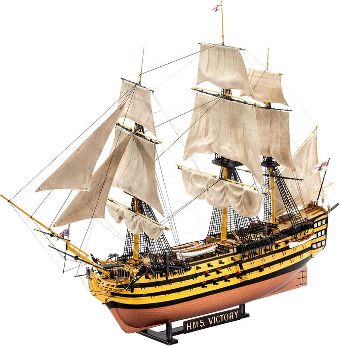 Revell Model Set 65408 HMS Victory 1:225 Scale Unbuilt/Unpainted Plastic Model Kit with Contacta Professional Glue, Paintbrush & Selected Aqua Color Paints