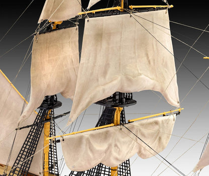 Revell Model Set 65408 HMS Victory 1:225 Scale Unbuilt/Unpainted Plastic Model Kit with Contacta Professional Glue, Paintbrush & Selected Aqua Color Paints
