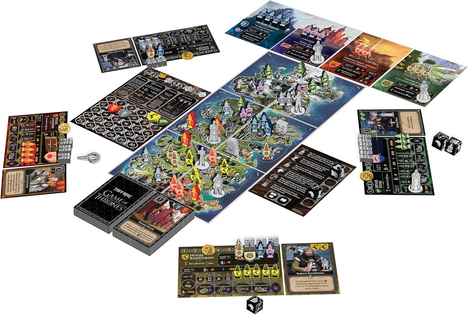 Tiny Epic Game of Thrones Board Game, Strategy Game for Adults & Teens, 1-4 Players, 60+ Min Playtime, Play as Iconic Westeros Characters, Custom Dice, Miniatures, Metal Coins, and Wooden Components