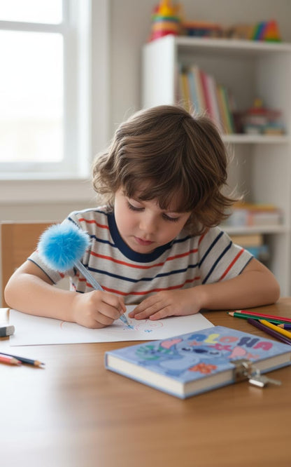 Diario Set Stitch – Set di cancelleria con diario segreto, Fuzzy Pen, adesivi e accessori per bambini creativi fan di Lilo & Stitch che vogliono scrivere e decorare al loro stile