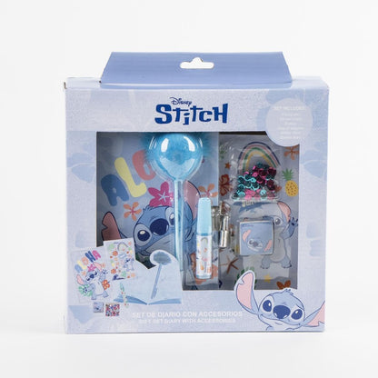 Diario Set Stitch – Set di cancelleria con diario segreto, Fuzzy Pen, adesivi e accessori per bambini creativi fan di Lilo & Stitch che vogliono scrivere e decorare al loro stile
