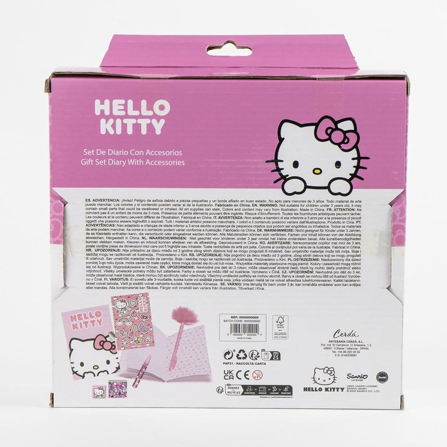 Tagebuch Set Hello Kitty – Komplettset mit Tagebuch, Fuzzy Pen, Stickern und Schreibwaren für Mädchen, die Hello Kitty Fans mit süßem Stil dekorieren, zeichnen und schreiben möchten