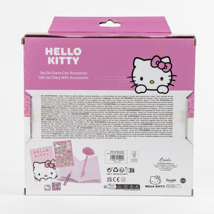 Tagebuch Set Hello Kitty – Komplettset mit Tagebuch, Fuzzy Pen, Stickern und Schreibwaren für Mädchen, die Hello Kitty Fans mit süßem Stil dekorieren, zeichnen und schreiben möchten
