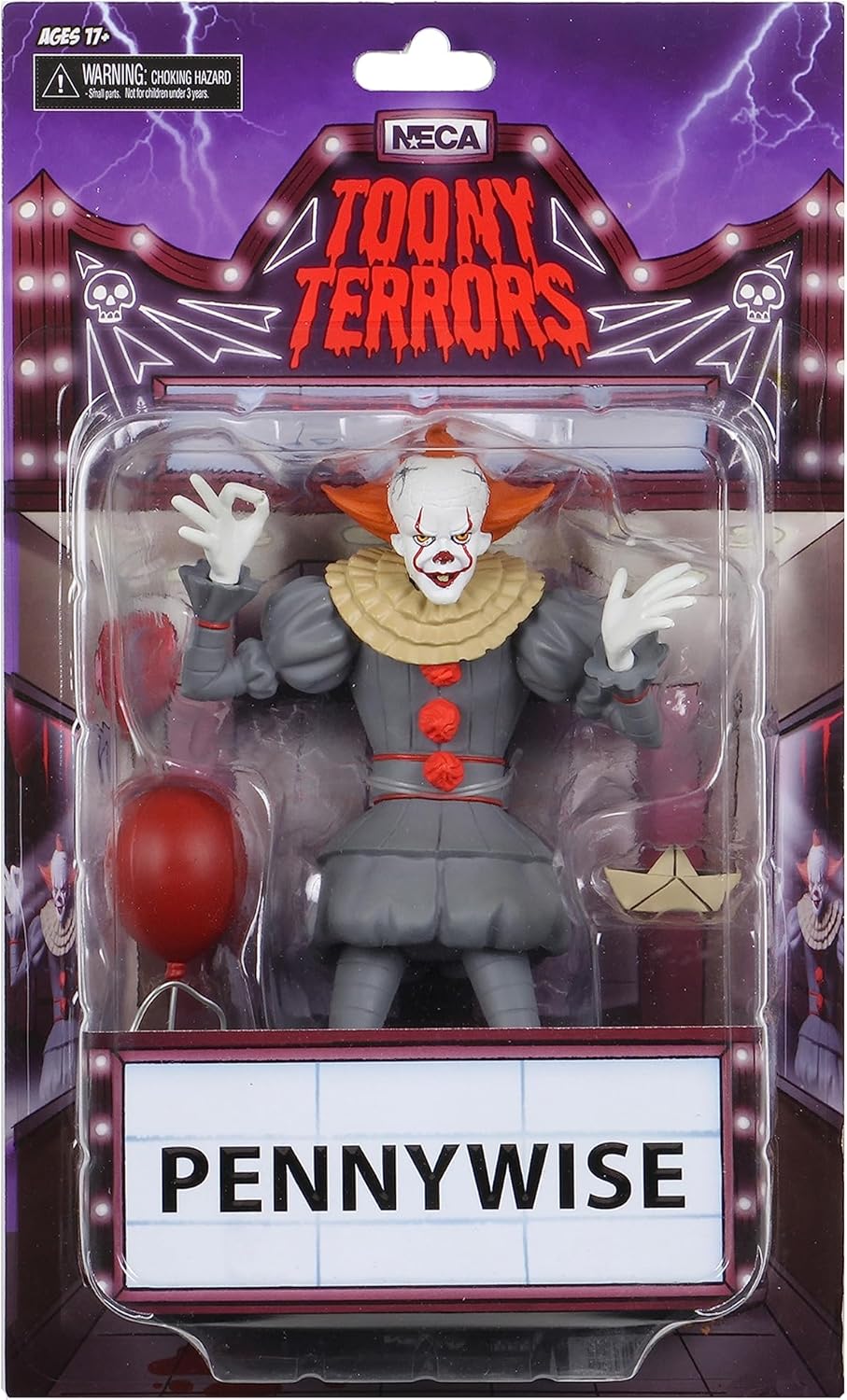 NECA 45469 Action Figure, Stylized Pennywise, Red and White