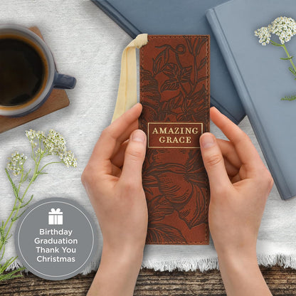 Amazing Grace Honey Brown Faux Leather Bookmark