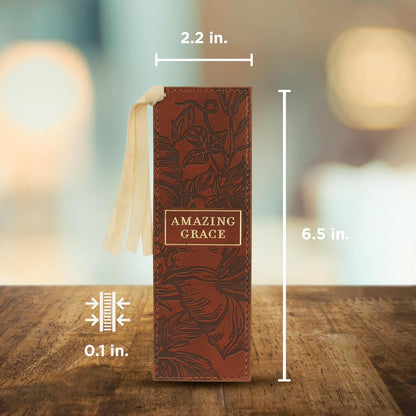 Amazing Grace Honey Brown Faux Leather Bookmark