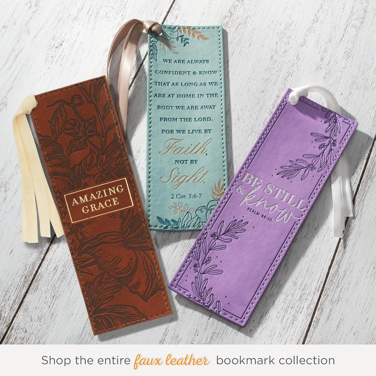 Amazing Grace Honey Brown Faux Leather Bookmark