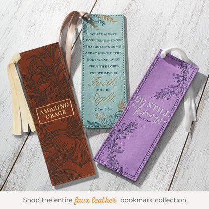 Amazing Grace Honey Brown Faux Leather Bookmark