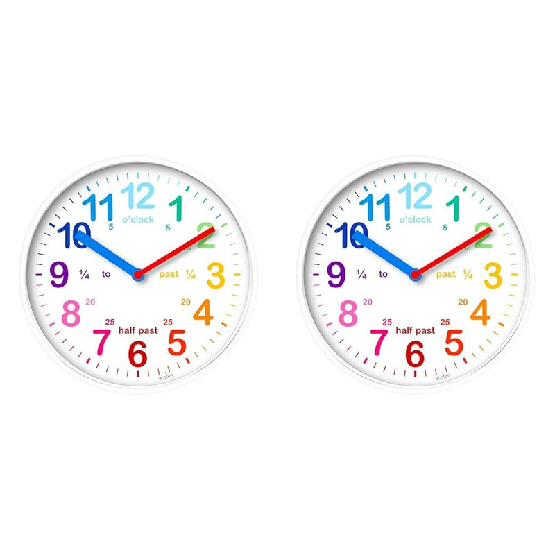 Acctim 22522 Wickford Kids Wall Clock in White (Pack of 2)