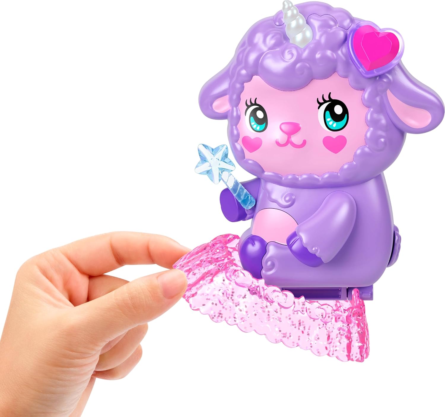 Polly Pocket Puppen und Spielset, Traumland-Schatulle in Lammform, Reisespielzeug mit 1 Minipuppe, Haustier-Einhorn, Futter- und Stylingzubehör, JCB15