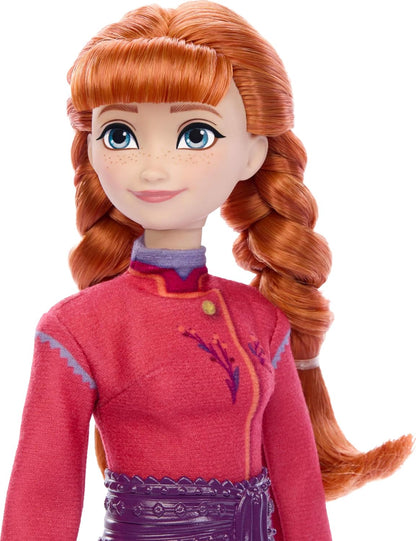 Mattel Disney Frozen Anna Fashion Doll & Wolf Cub Figure with 4 Accessories Including Animal Bed & Blanket, Inspired by Animals of Arendelle, JFG17